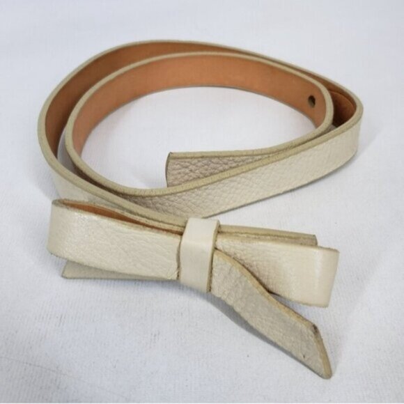 Brave Cream Narrow Leather Belt Bow Detail Size 28 - Picture 13 of 14